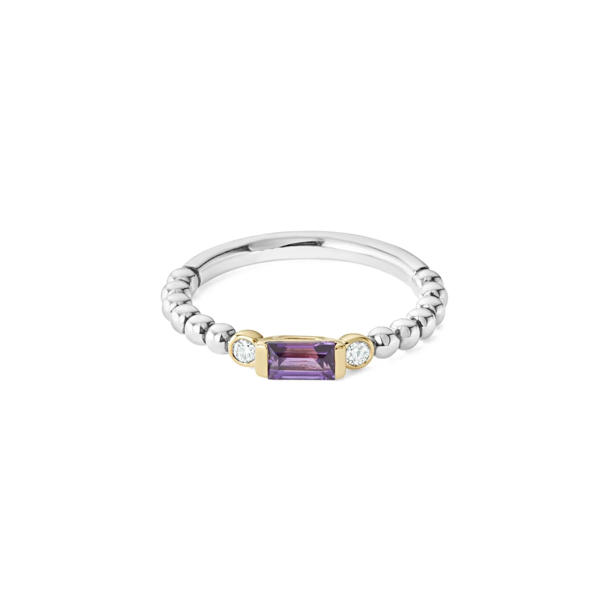 New LAGOS Amethyst And Diamond Stacking Ring