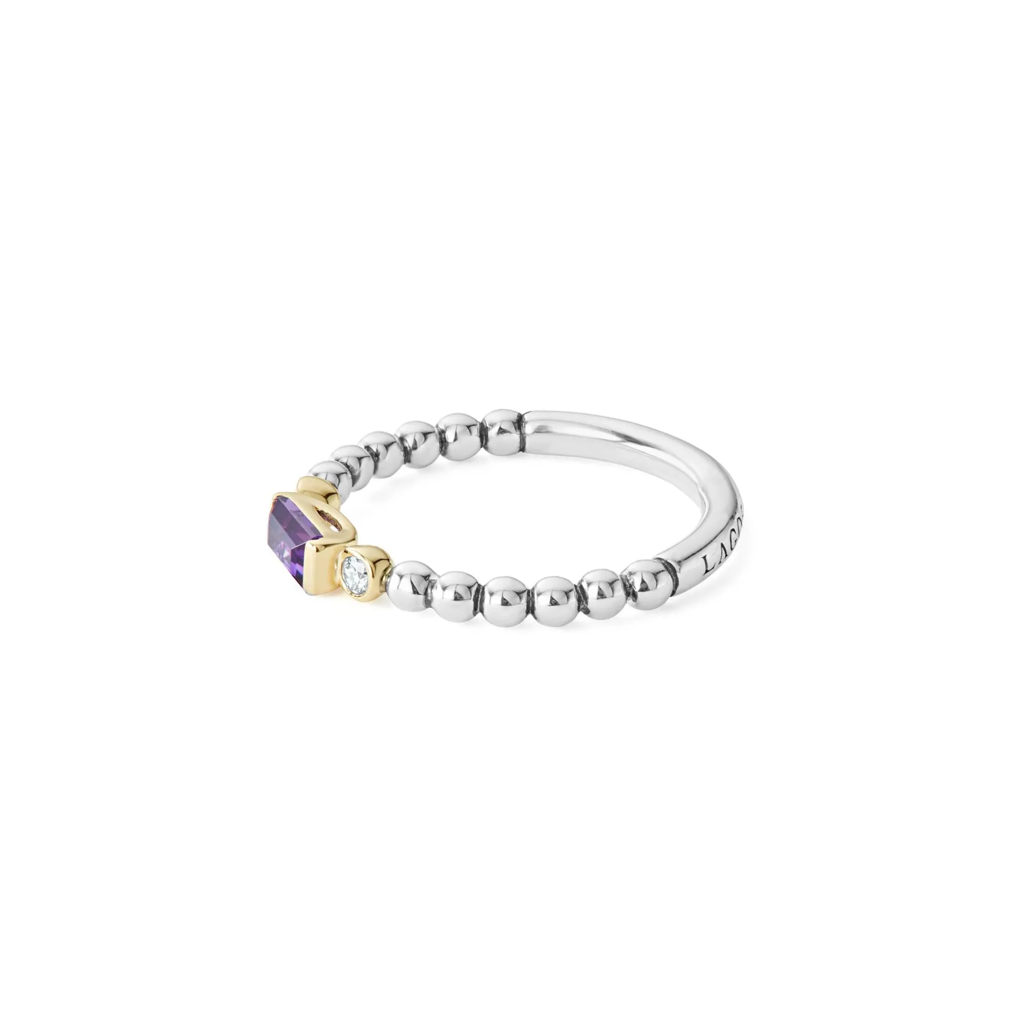 New LAGOS Amethyst And Diamond Stacking Ring