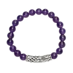 Sale LAGOS Amethyst Silver Station Bead Bracelet