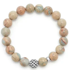 Fashion LAGOS Aqua Tera Jasper Silver Station Bead Bracelet