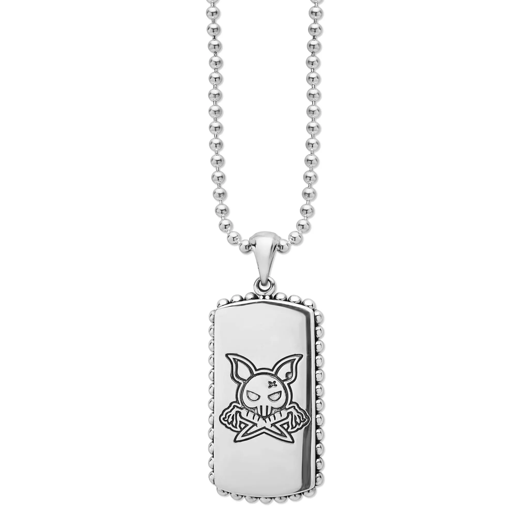 Hot LAGOS Black Agate Tag Amulet Necklace