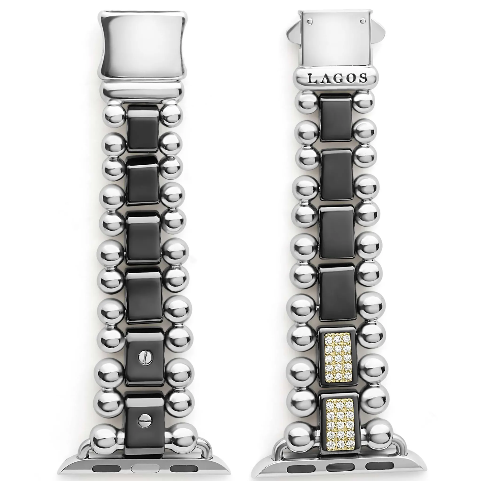 Outlet LAGOS Black Ceramic Half Diamond Watch Bracelet-38-45Mm