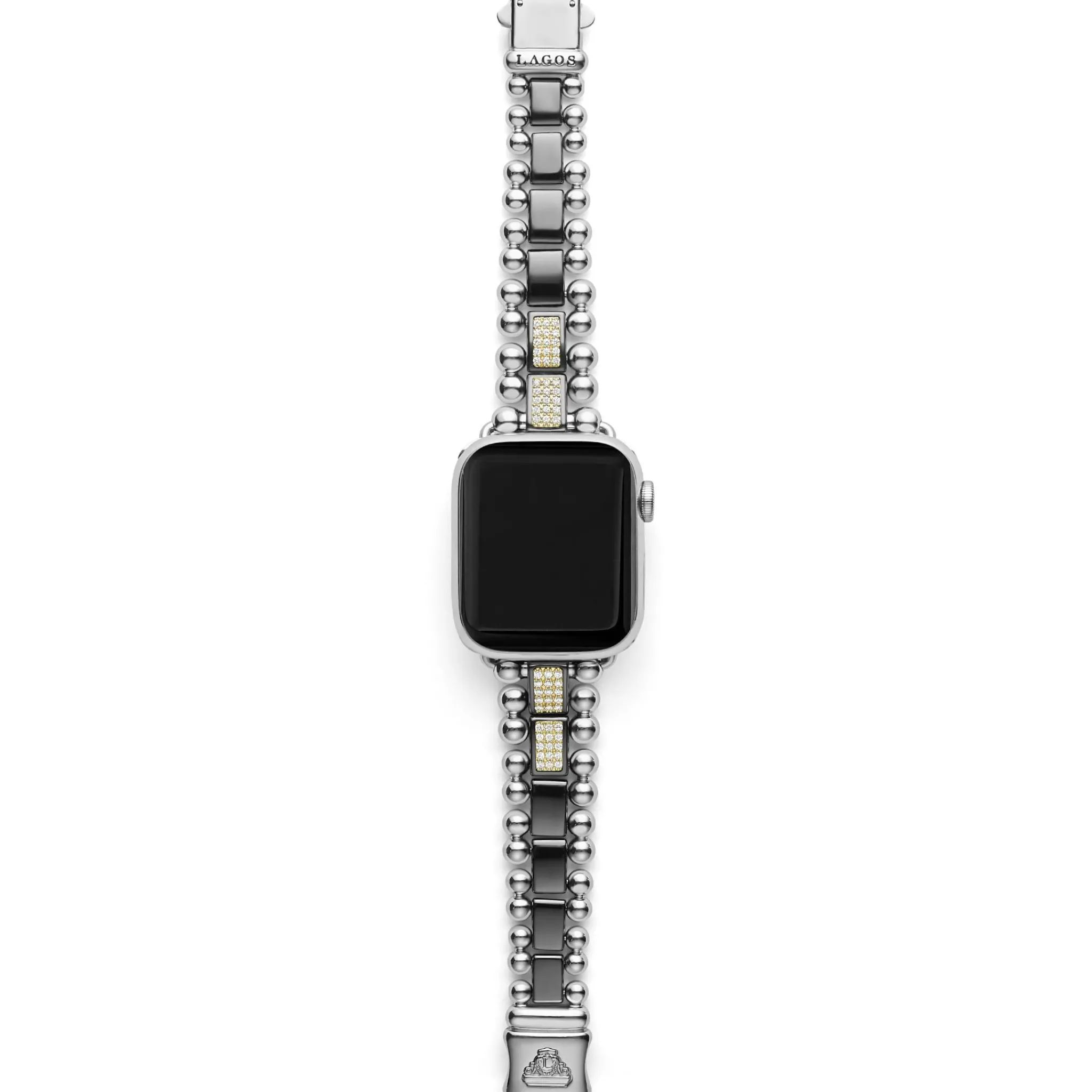 Outlet LAGOS Black Ceramic Half Diamond Watch Bracelet-38-45Mm