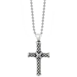 New LAGOS Caviar Beaded Cross Pendant Necklace