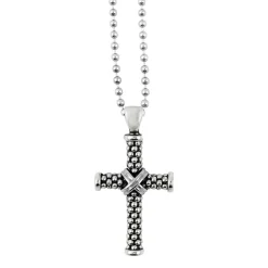 New LAGOS Caviar Beaded Cross Pendant Necklace
