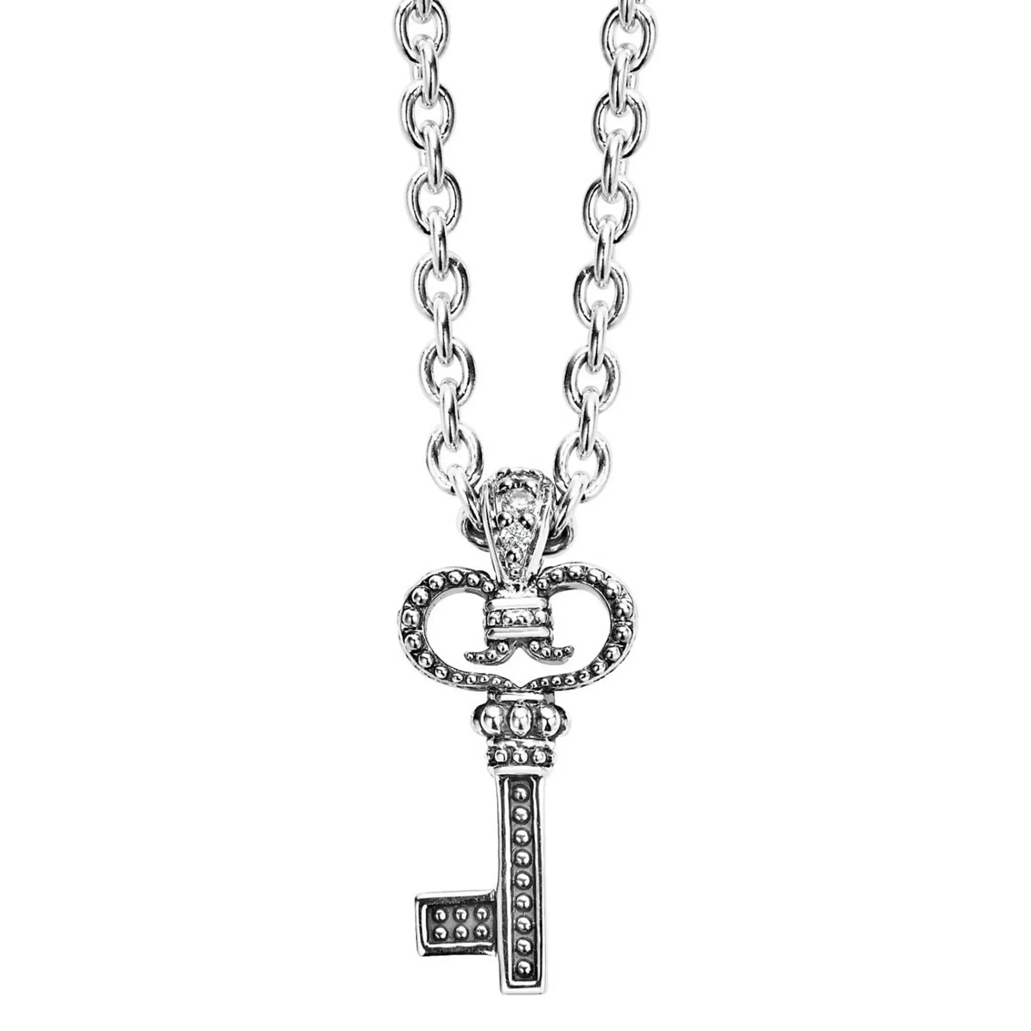 Hot LAGOS Caviar Key Diamond Pendant Necklace