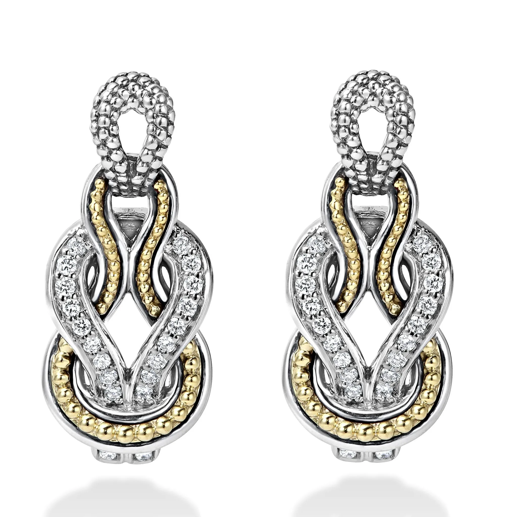 Flash Sale LAGOS Caviar Knot Diamond Drop Earrings