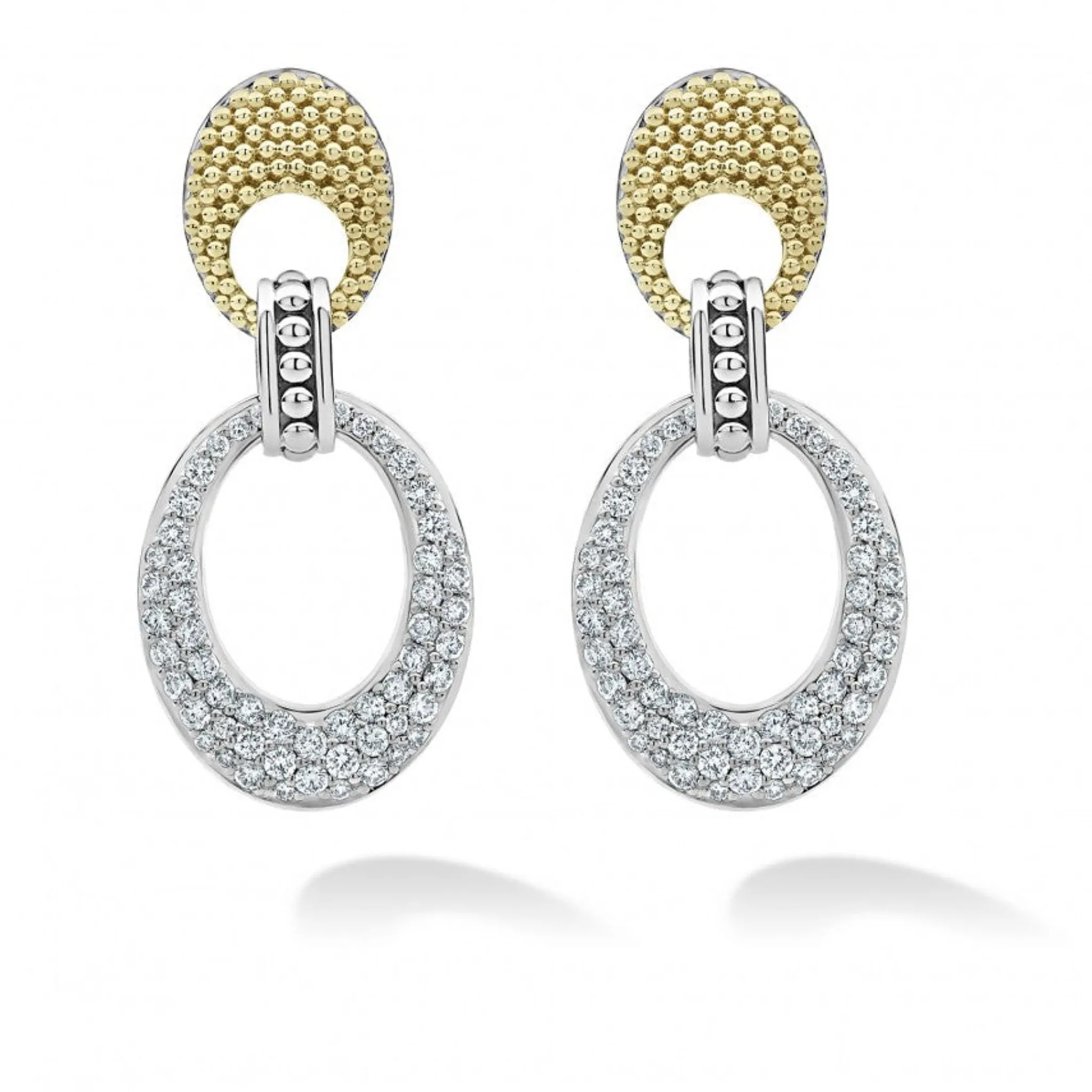 Outlet LAGOS Caviar Oval Diamond Drop Earrings
