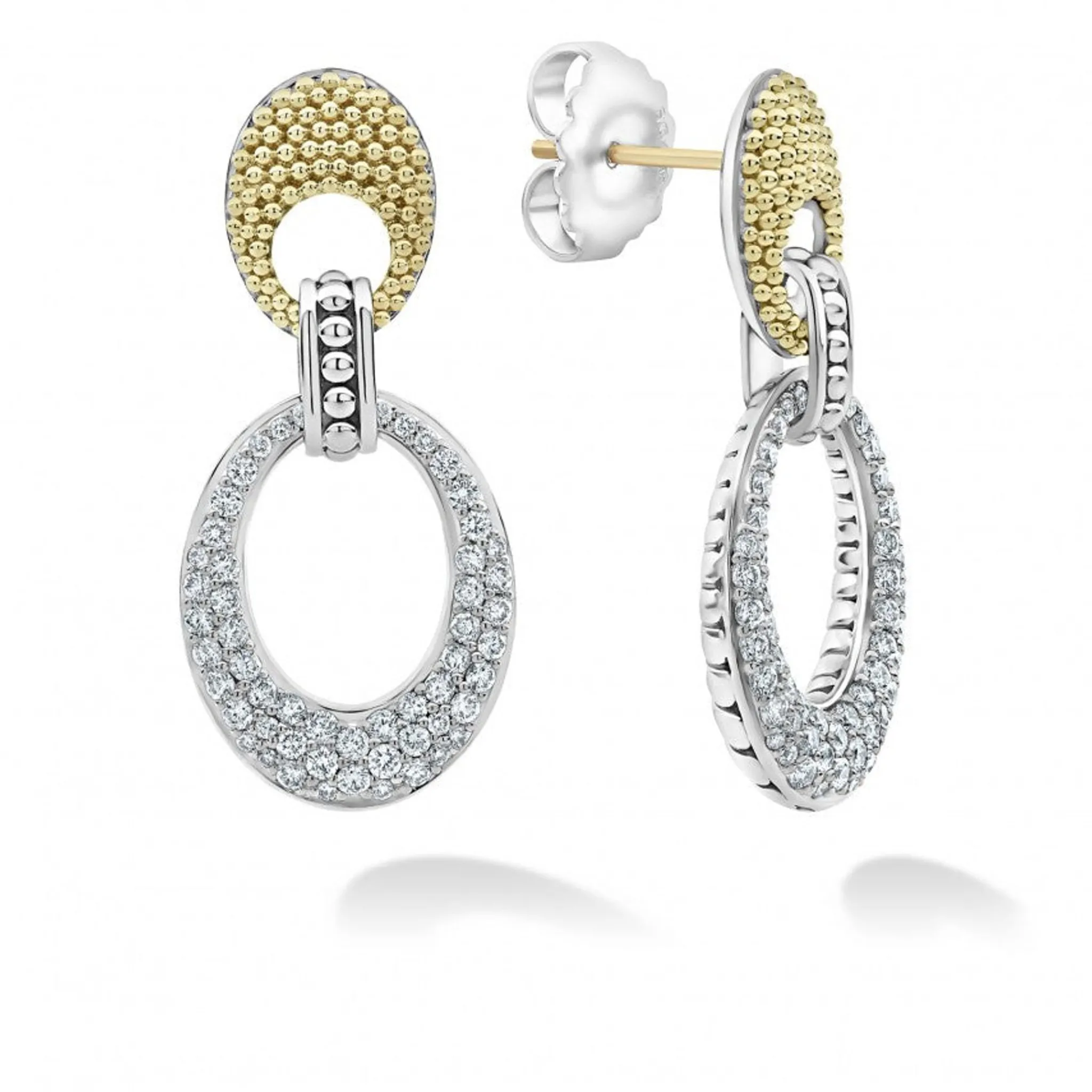 Outlet LAGOS Caviar Oval Diamond Drop Earrings