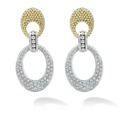 Store LAGOS Caviar Oval Diamond Drop Earrings