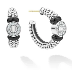Best Sale LAGOS Ceramic And Diamond Circle Hoop Earrings