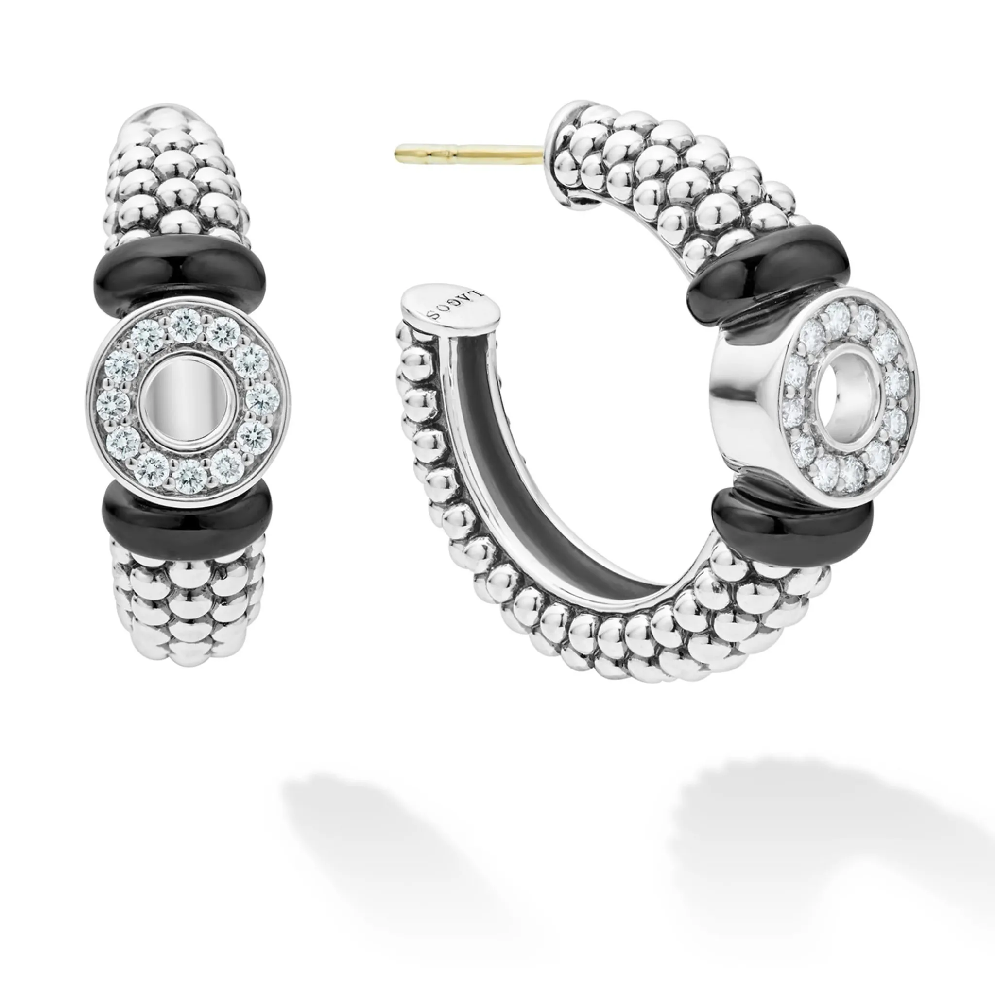 Best Sale LAGOS Ceramic And Diamond Circle Hoop Earrings