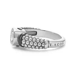 New LAGOS Ceramic And Diamond Circle Ring