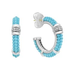 Flash Sale LAGOS Ceramic And Diamond Hoop Earrings
