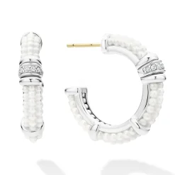 Cheap LAGOS Ceramic And Diamond Hoop Earrings