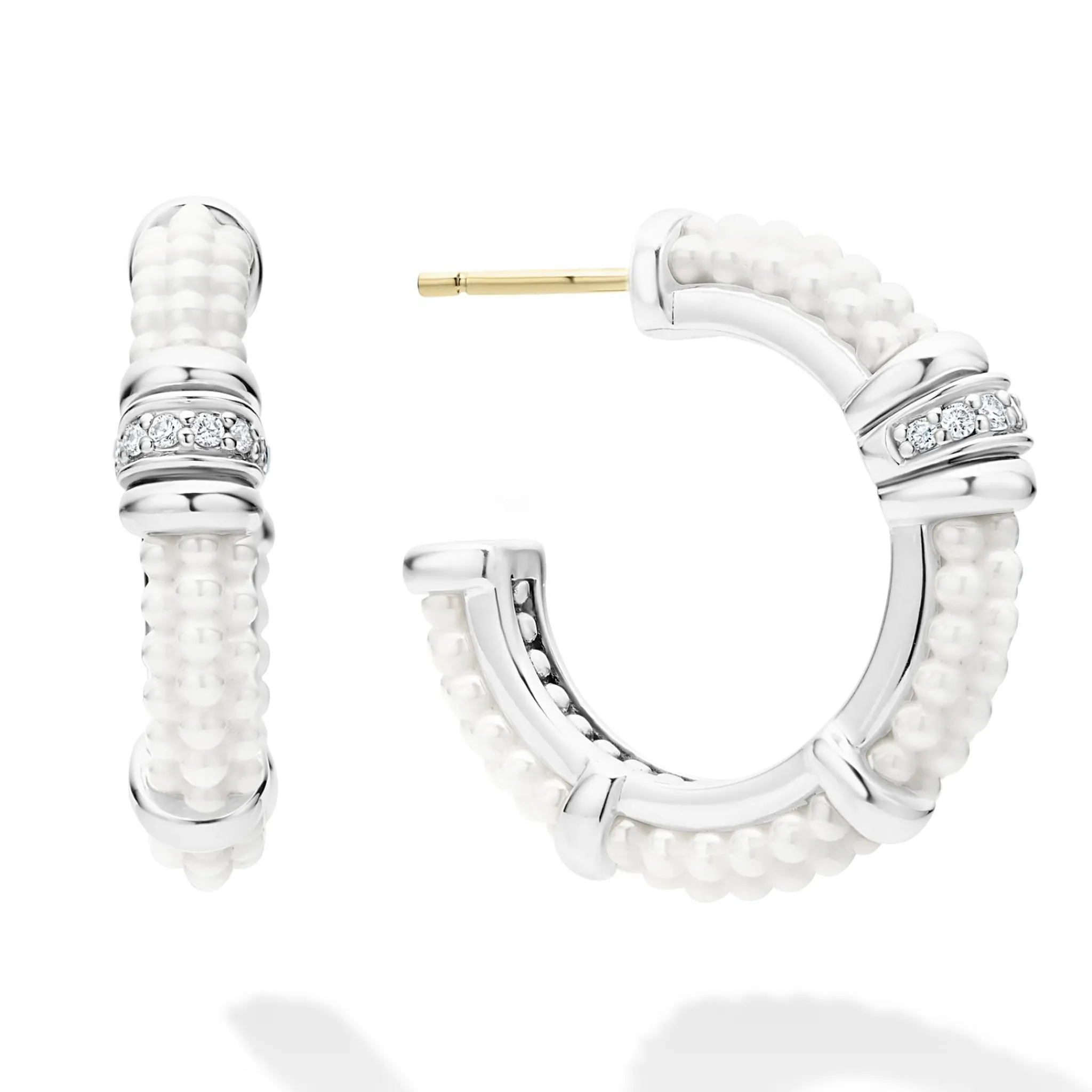 Cheap LAGOS Ceramic And Diamond Hoop Earrings