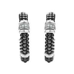 Hot LAGOS Ceramic And Diamond Hoop Earrings