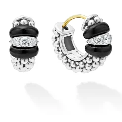 Online LAGOS Ceramic And Diamond Huggie Earrings
