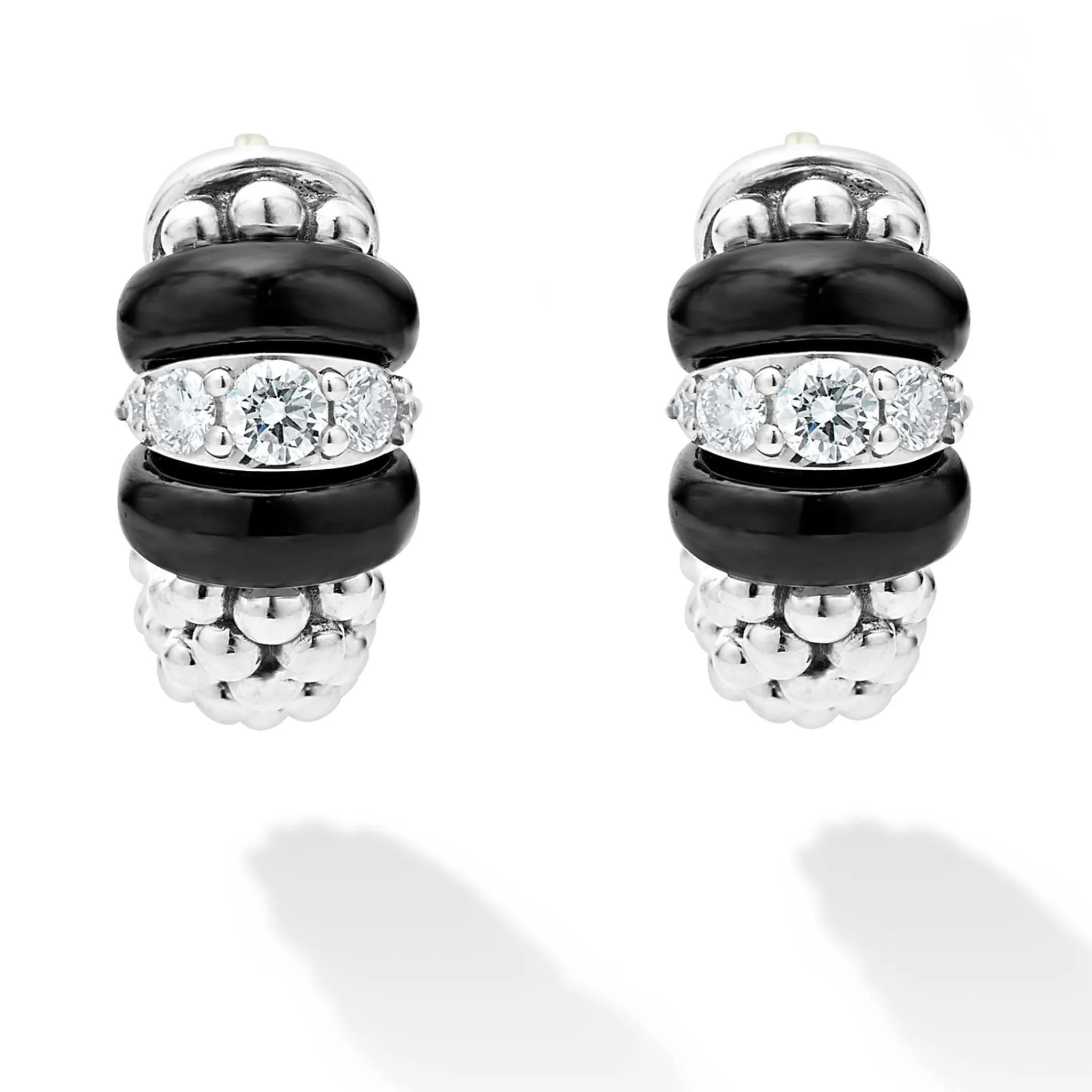 Outlet LAGOS Ceramic And Diamond Huggie Earrings