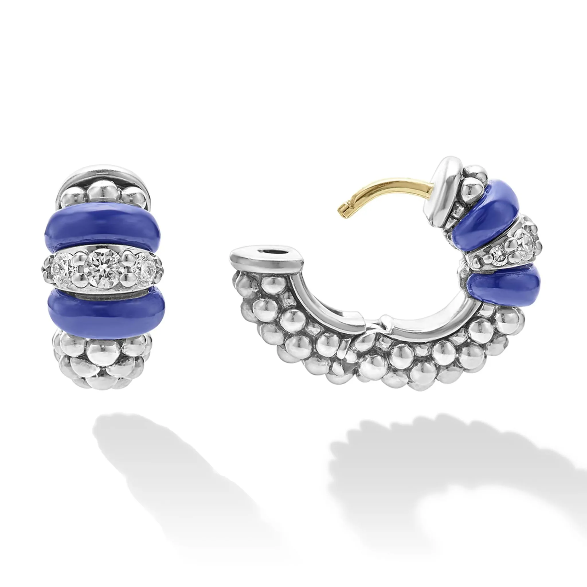 Store LAGOS Ceramic And Diamond Huggie Earrings