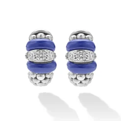 Store LAGOS Ceramic And Diamond Huggie Earrings