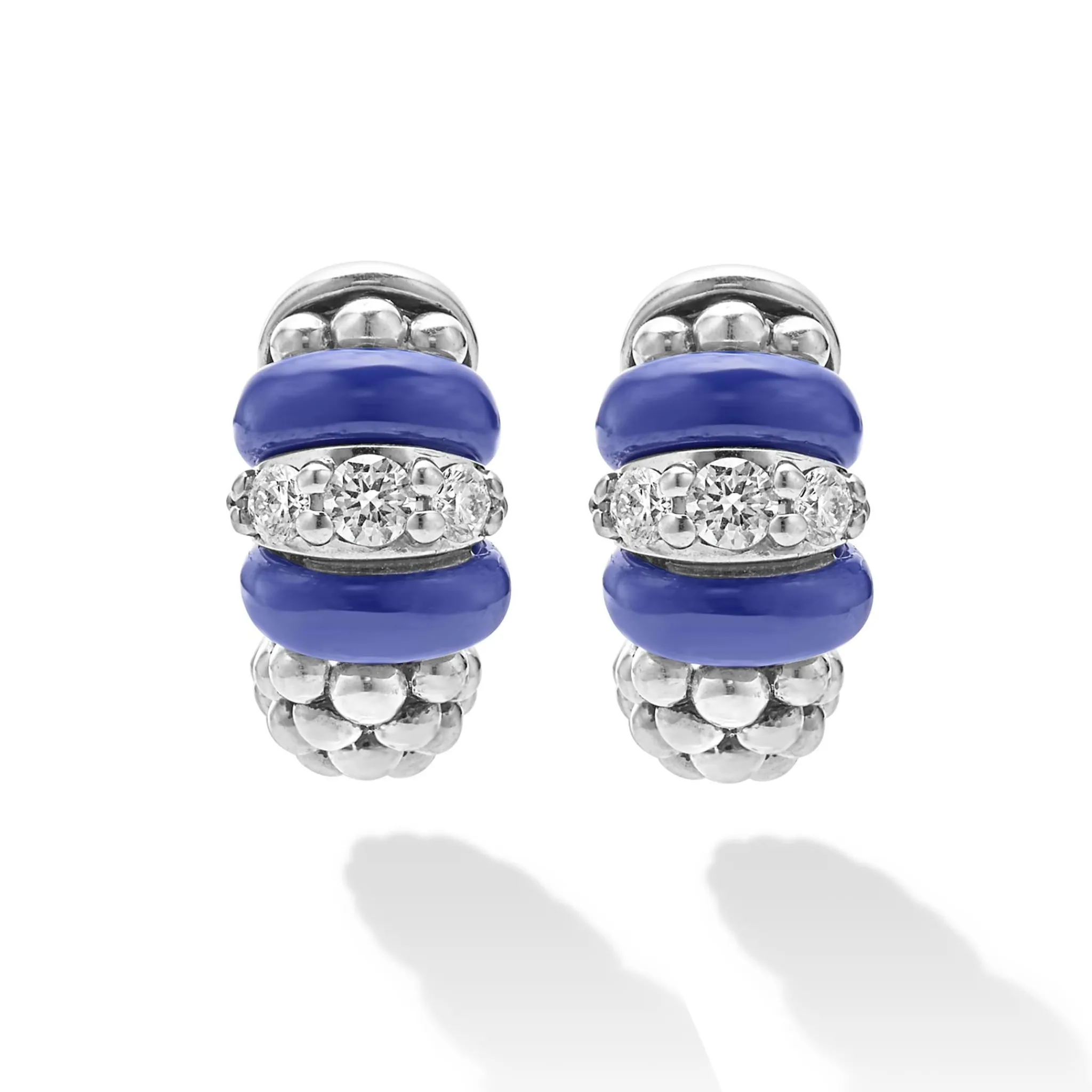 Store LAGOS Ceramic And Diamond Huggie Earrings