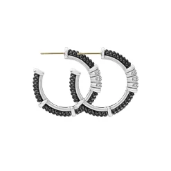 New LAGOS Ceramic Beaded Diamond Hoop Earrings