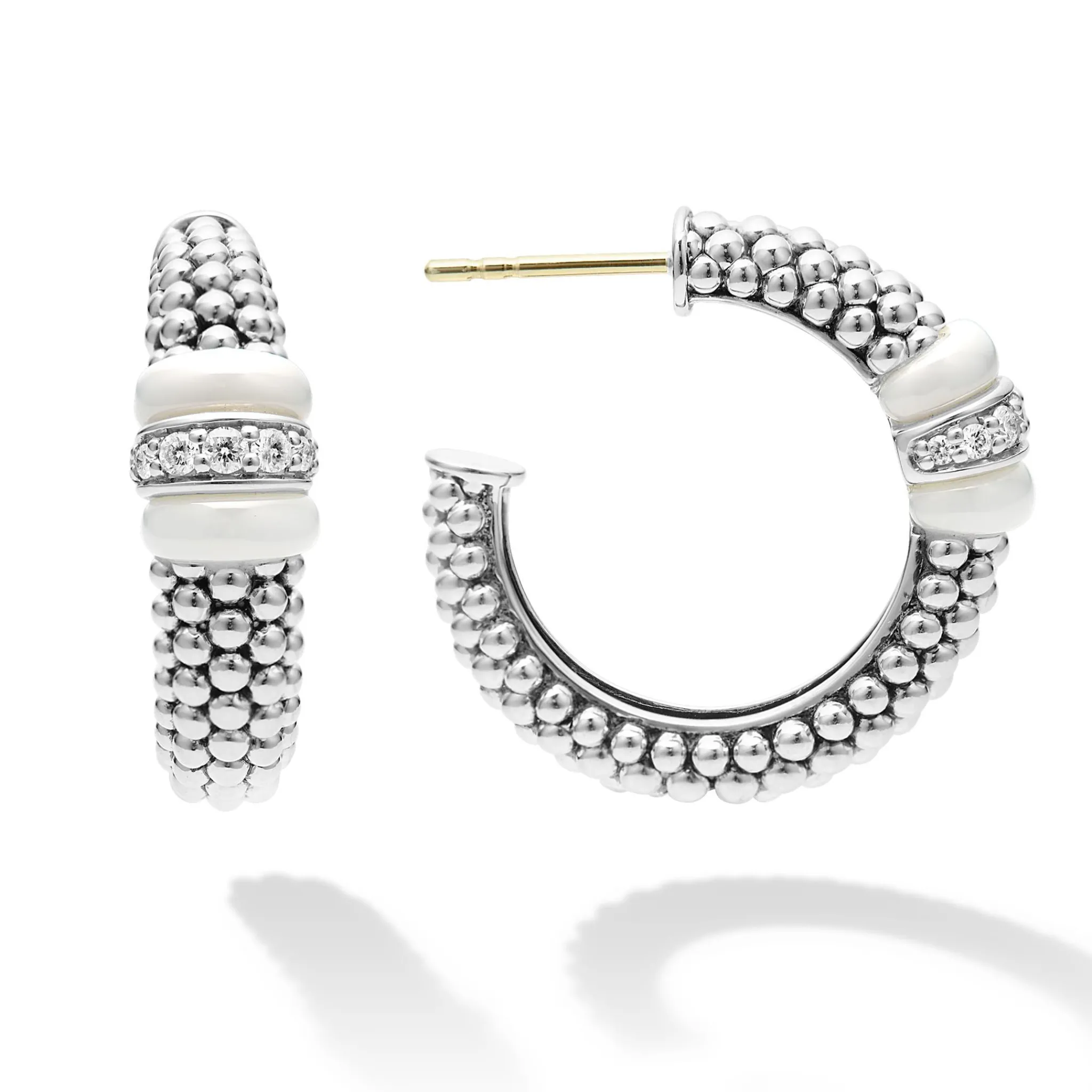 Store LAGOS Ceramic Caviar Diamond Hoop Earrings