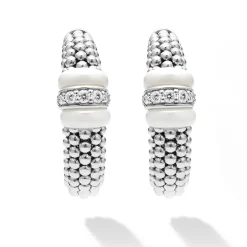 Store LAGOS Ceramic Caviar Diamond Hoop Earrings