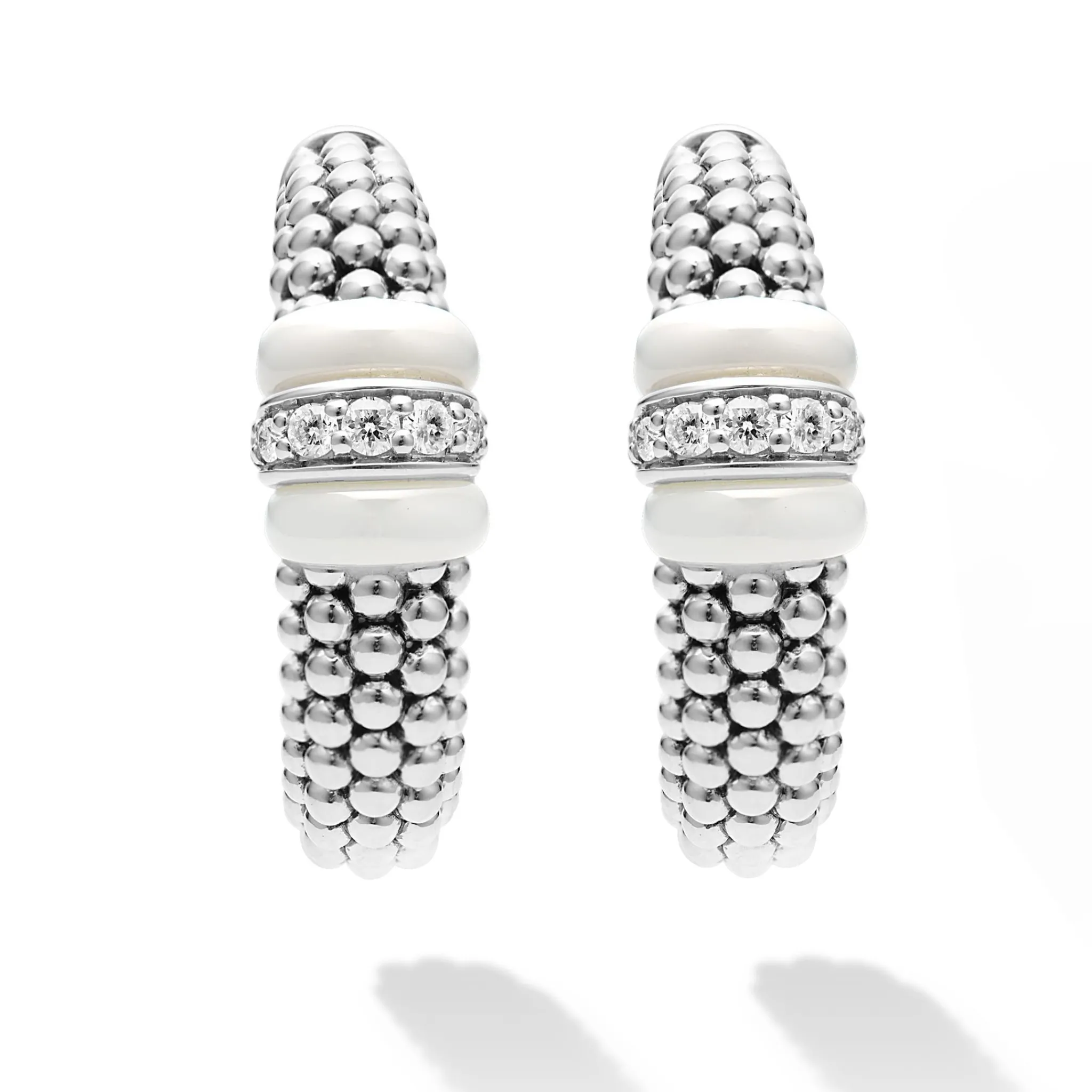 Store LAGOS Ceramic Caviar Diamond Hoop Earrings