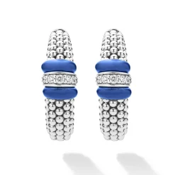 Sale LAGOS Ceramic Caviar Diamond Hoop Earrings