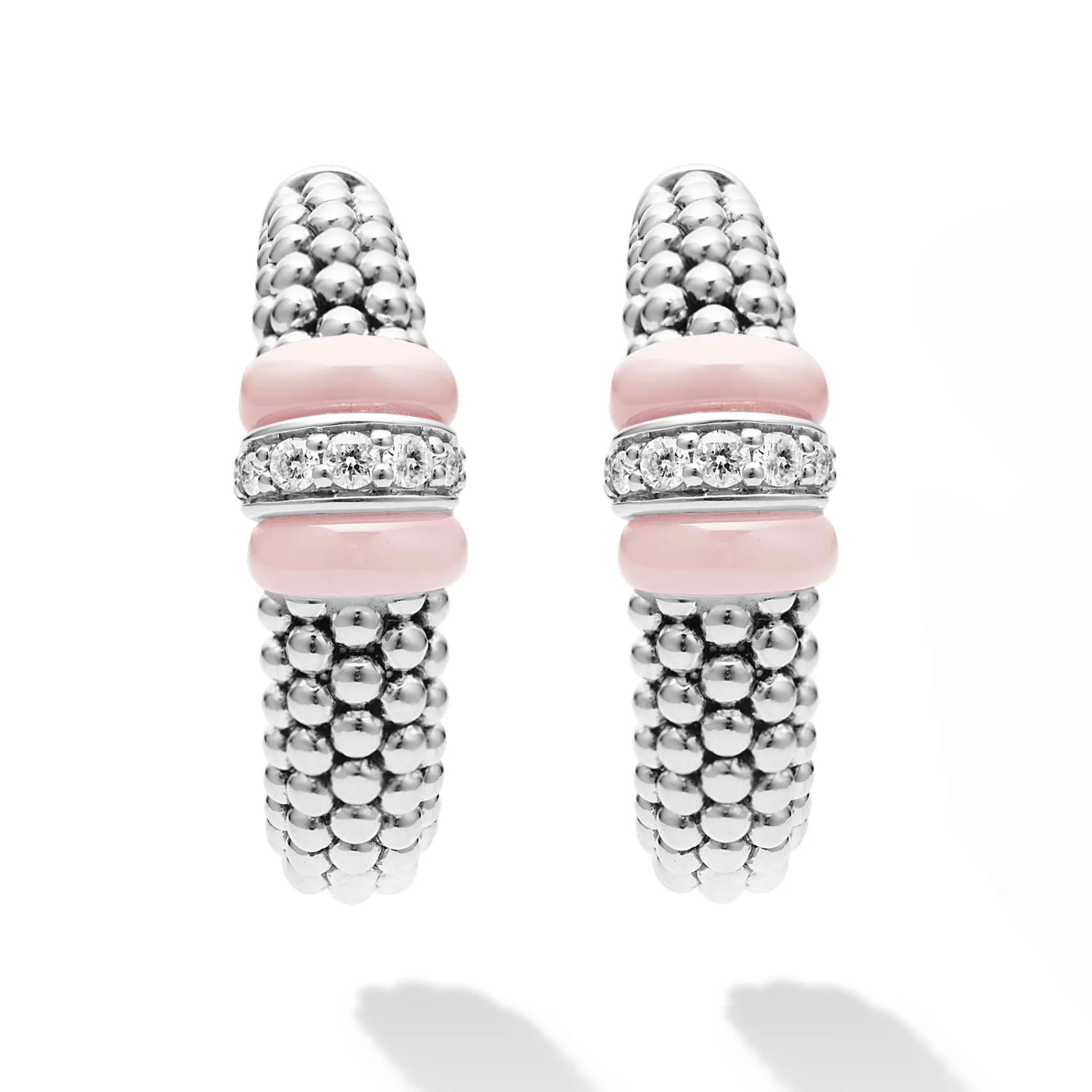 Clearance LAGOS Ceramic Caviar Diamond Hoop Earrings