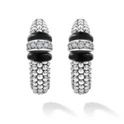 Flash Sale LAGOS Ceramic Caviar Diamond Hoop Earrings