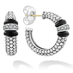 Flash Sale LAGOS Ceramic Caviar Diamond Hoop Earrings