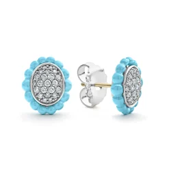 Cheap LAGOS Ceramic Oval Diamond Stud Earrings