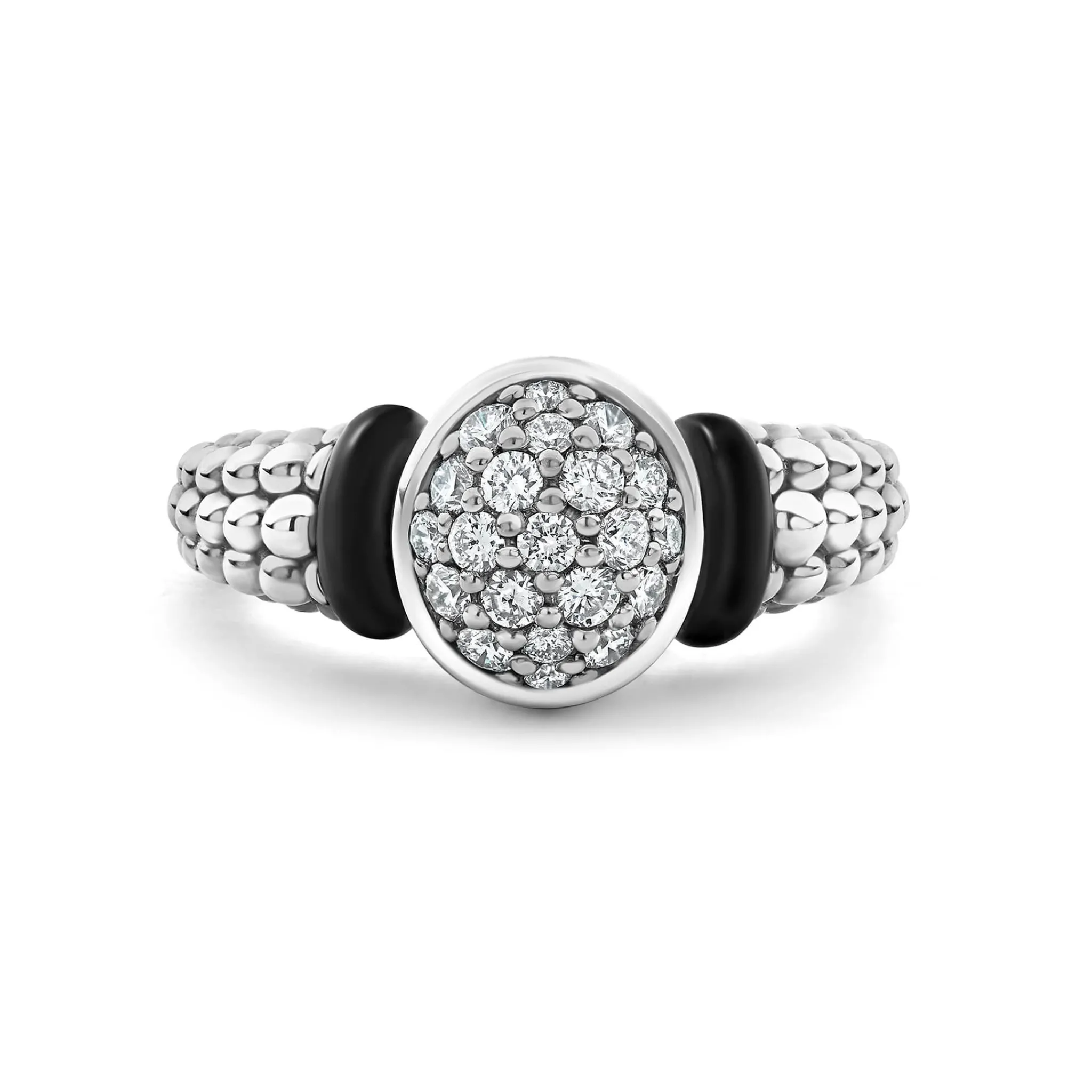 Online LAGOS Circle Ceramic Caviar Diamond Ring