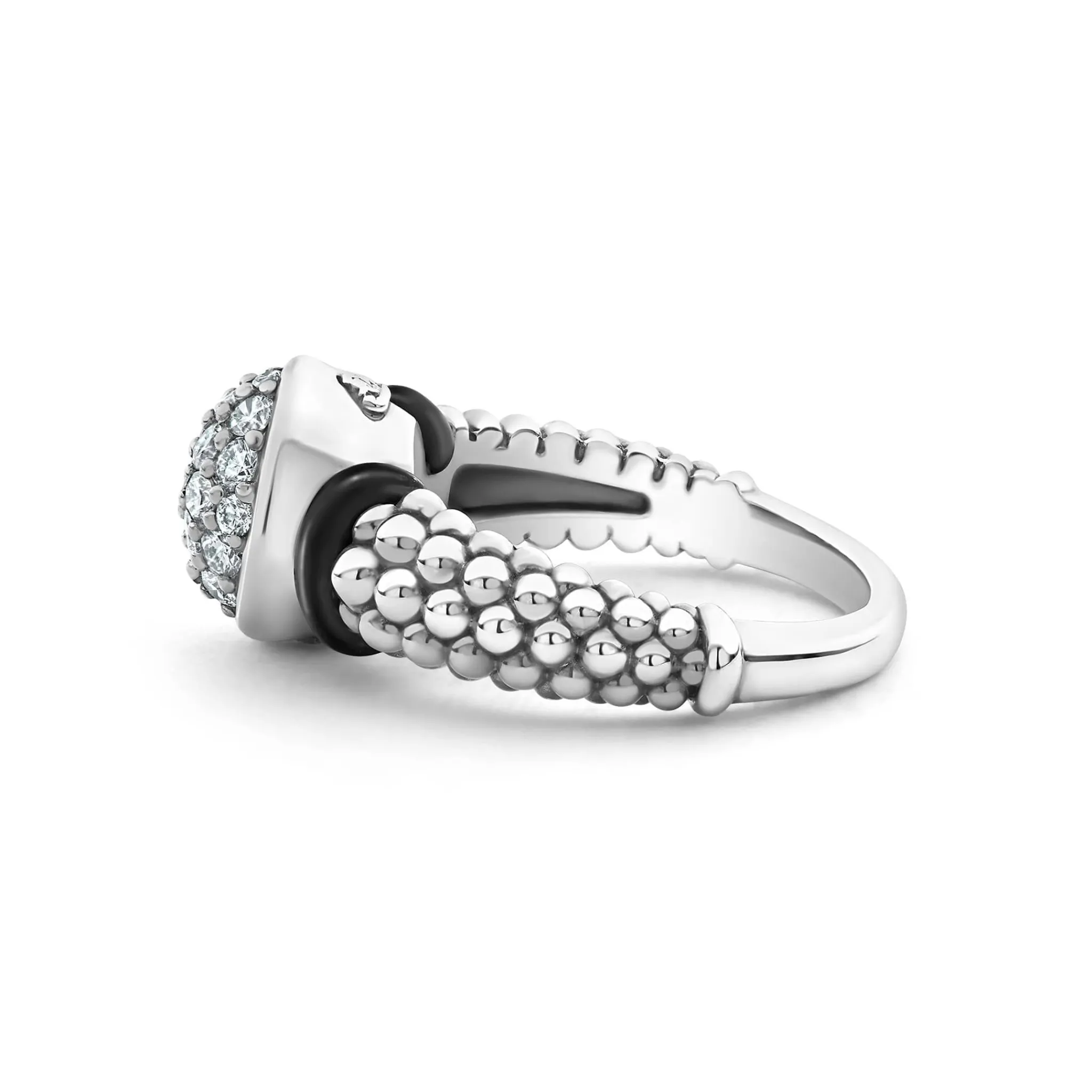 Online LAGOS Circle Ceramic Caviar Diamond Ring