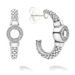 Online LAGOS Diamond Circle Half Hoop Earrings