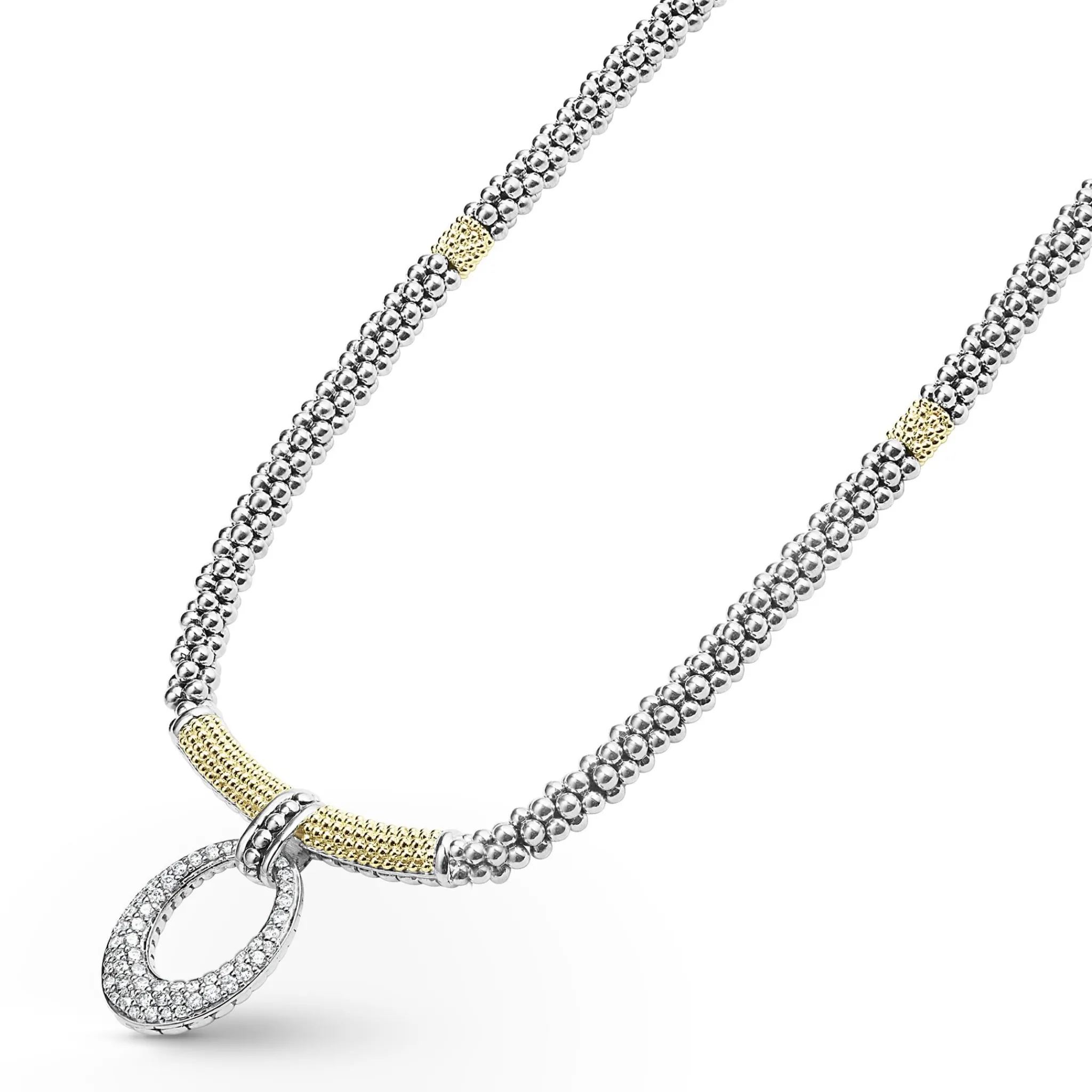 Cheap LAGOS Diamond Oval Caviar Necklace