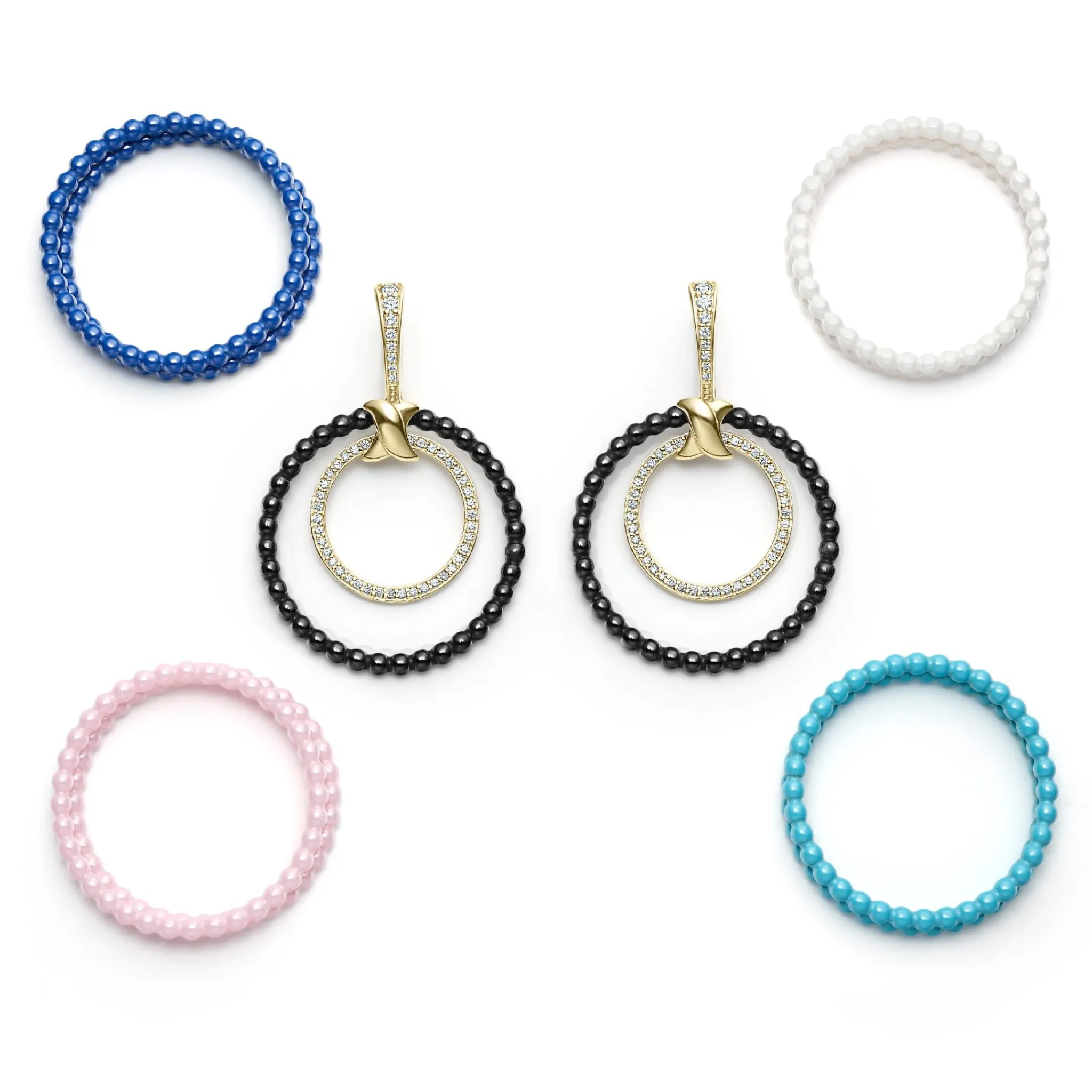 Flash Sale LAGOS Double Circle 18K Gold And Diamond Earring Set
