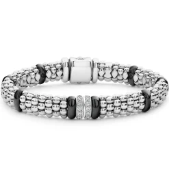 Clearance LAGOS Double Station Diamond Caviar Bracelet | 9Mm