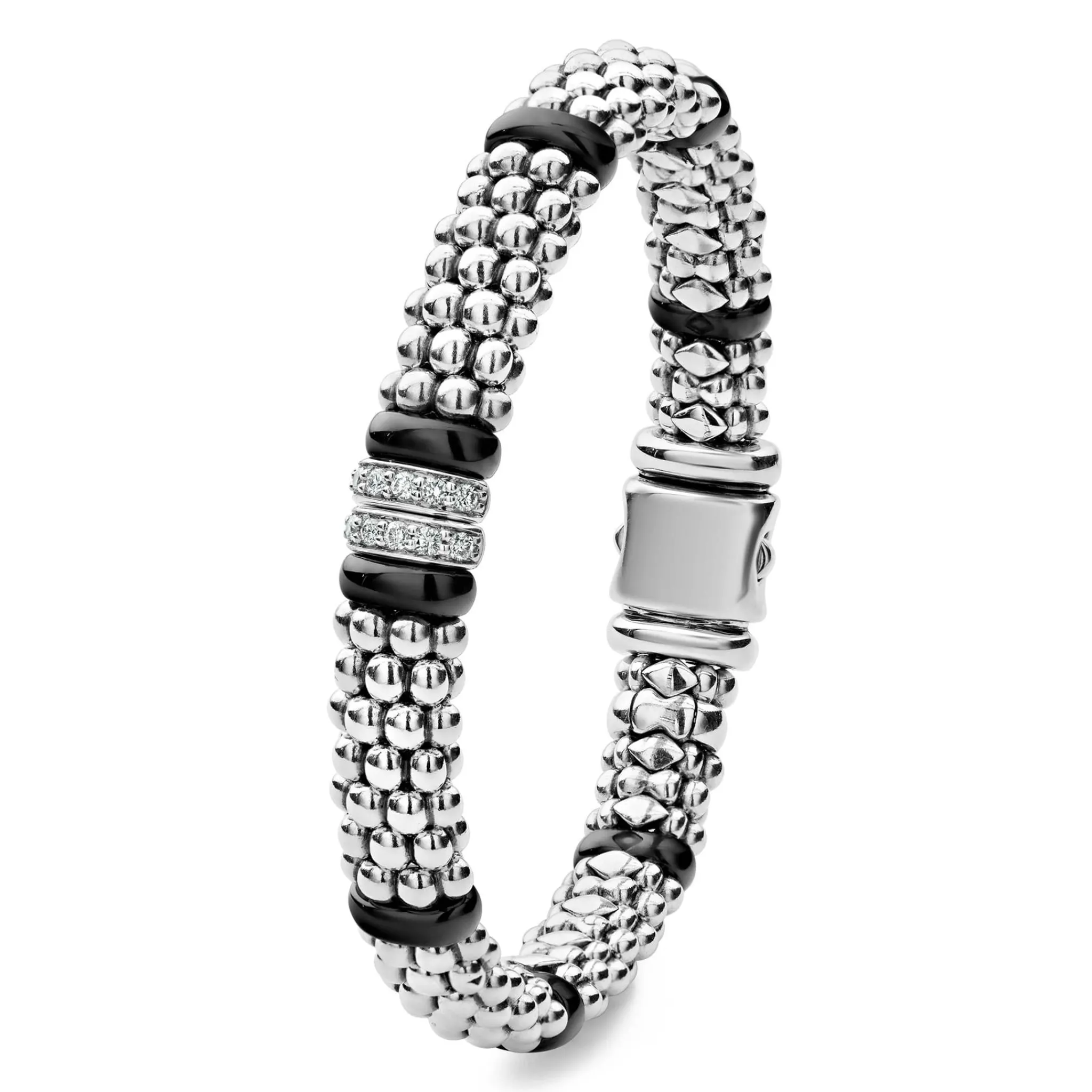 Clearance LAGOS Double Station Diamond Caviar Bracelet | 9Mm