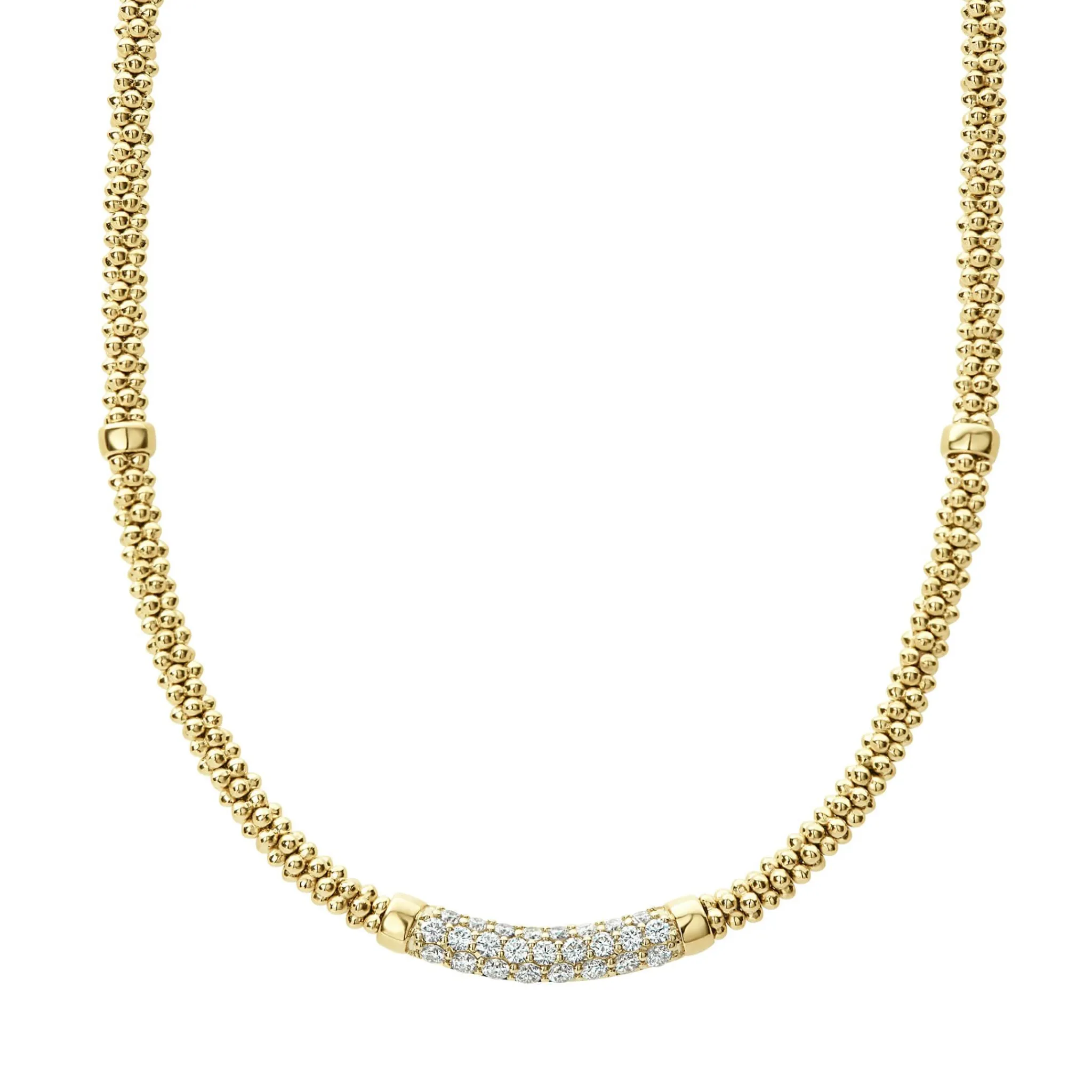 Hot LAGOS Eight Gold Station Diamond Caviar Necklace