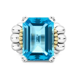 New LAGOS Extra Large Emerald-Cut Swiss Blue Topaz Ring