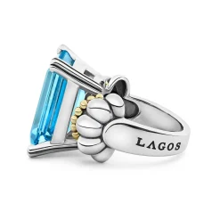 New LAGOS Extra Large Emerald-Cut Swiss Blue Topaz Ring