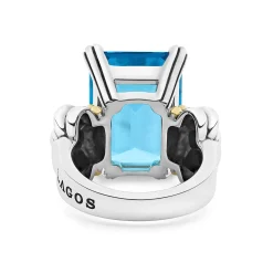New LAGOS Extra Large Emerald-Cut Swiss Blue Topaz Ring