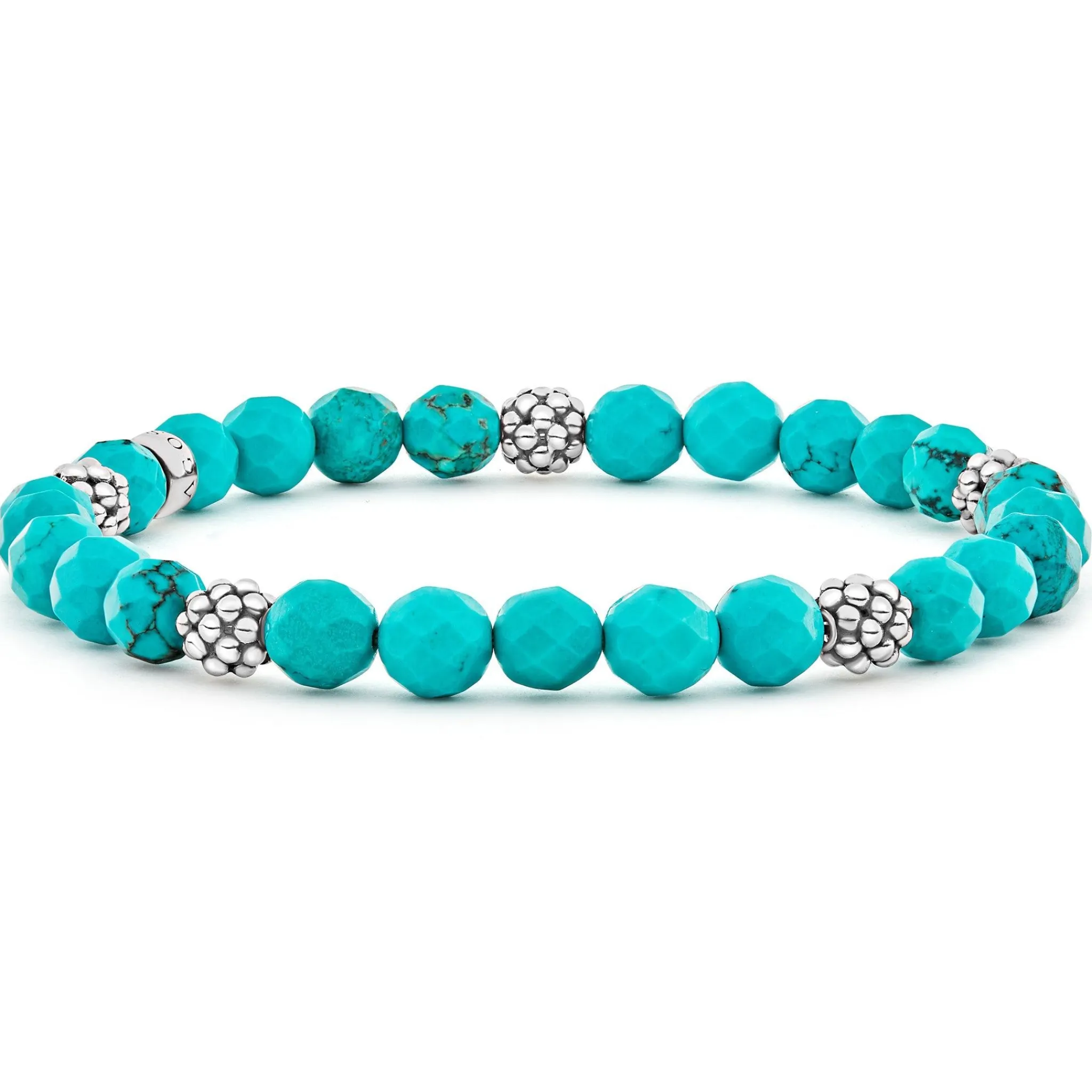 Fashion LAGOS Five Station Silver Turquoise Bead Bracelet