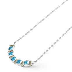 New LAGOS Five Station Swiss Blue Topaz Necklace