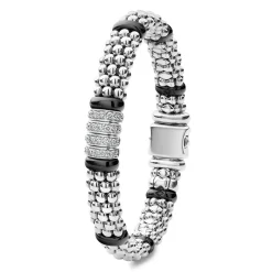 New LAGOS Four Station Diamond Caviar Bracelet | 9Mm