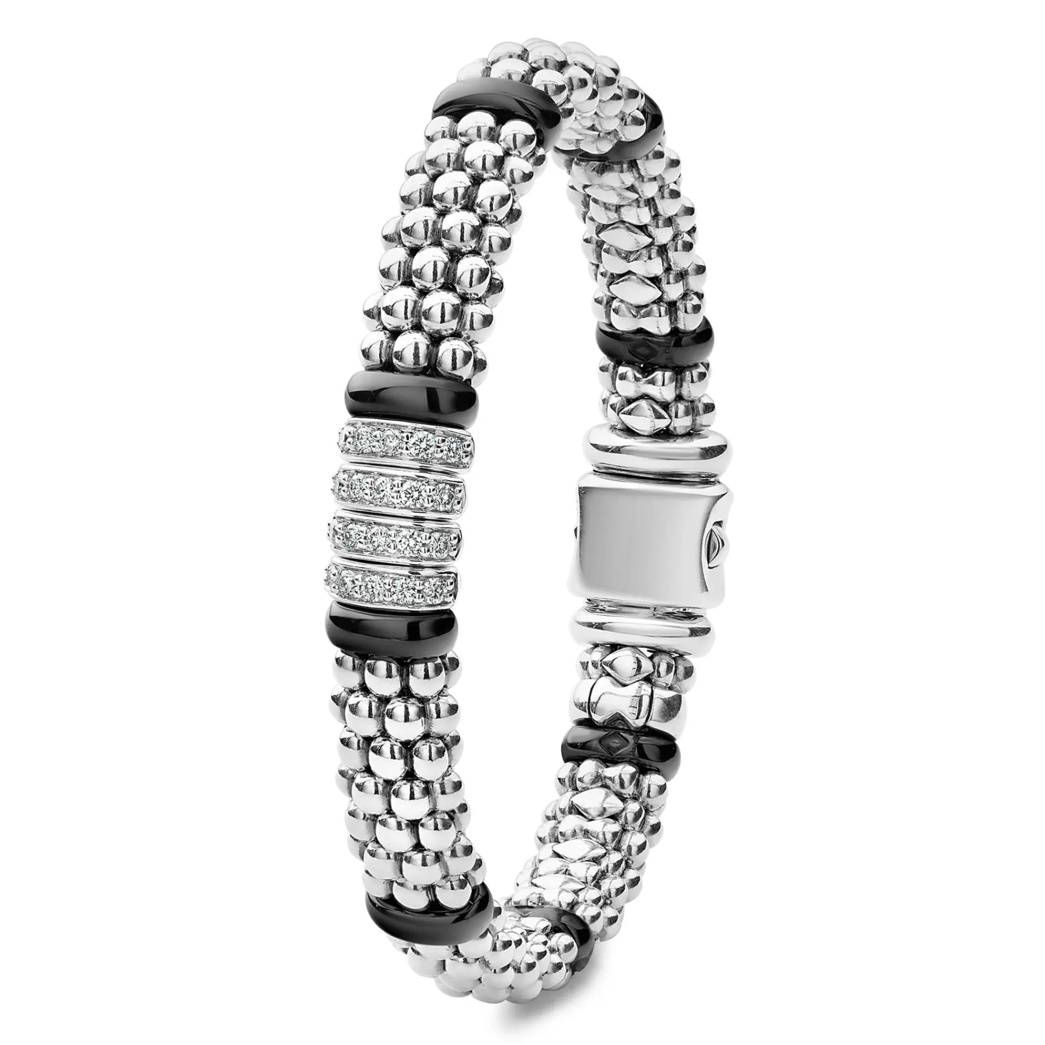 New LAGOS Four Station Diamond Caviar Bracelet | 9Mm